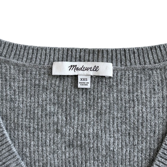 Madewell 1/2 Button Down Alpaca Wool Blend Pullover Sweater - XXS - Gray - Picture 5 of 9